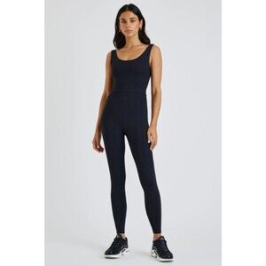 Year of Ours Women Ribbed Reformer Jumpsuit Workout Yoga Pilates Black Size L